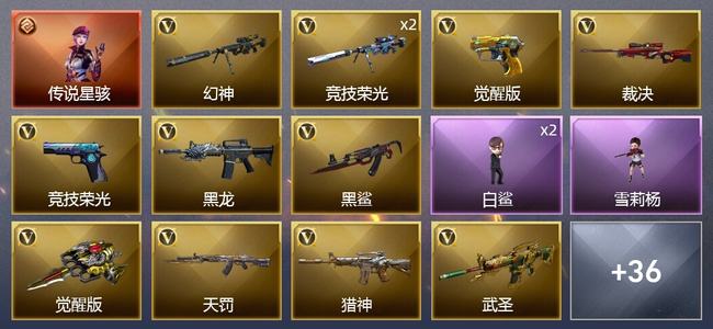 穿越火线（CF）1传说角色 2传说武器 3王者武器 53V武器 5V角色 9皮肤 可排位 传奇