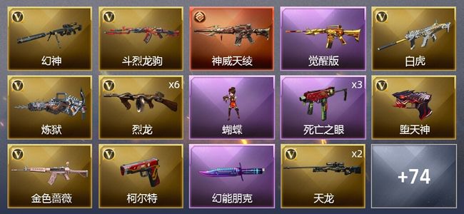 穿越火线（CF）1传说武器 3王者武器 3炫金武器 81V武器 5V角色 37皮肤 可排位 传奇