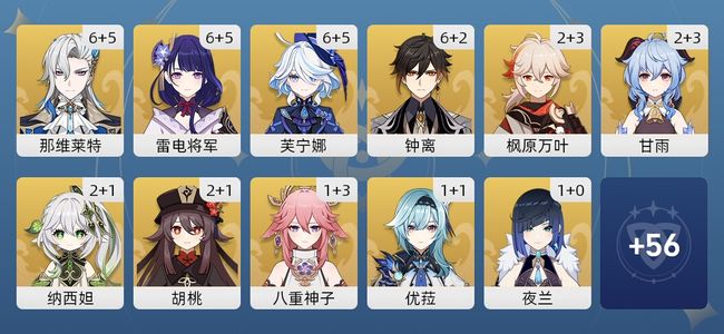 原神145黄 89角色黄 56武器黄 29五星角色 27五星武器 女主 60级