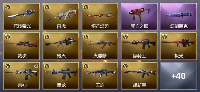 穿越火线（CF）2王者武器 2炫金武器 61V武器 3V角色 19皮肤 可排位 传奇