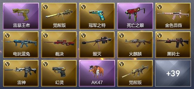 穿越火线（CF）1传说武器 7王者武器 33V武器 5V角色 13皮肤 可排位 枪王