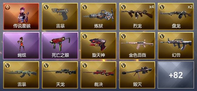 穿越火线（CF）1传说角色 1王者武器 1炫金武器 164V武器 10V角色 16皮肤 可排位 新锐
