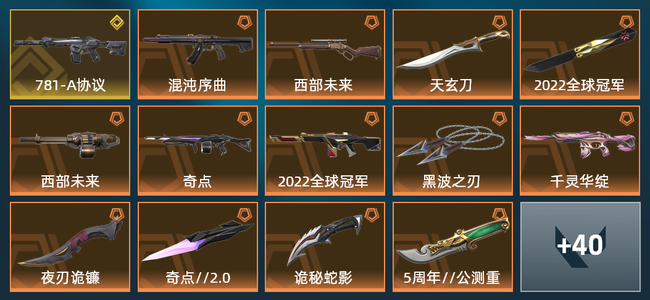 无畏契约15橙皮 1金皮 6紫皮 54皮肤 42830皮肤总价值 540已用源晶 铂金
