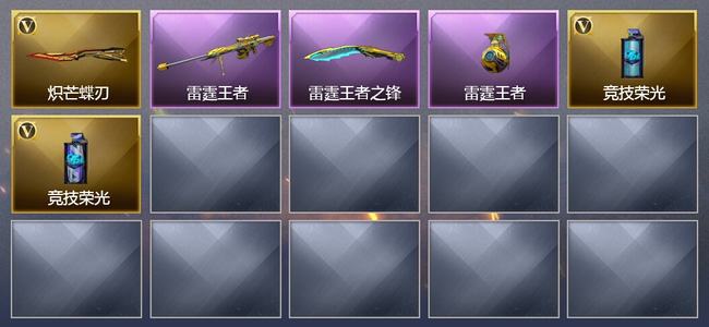 穿越火线（CF）0传说角色 0传说武器 4王者武器 0炫金武器 3V武器 8V角色 1皮肤 可排位 无