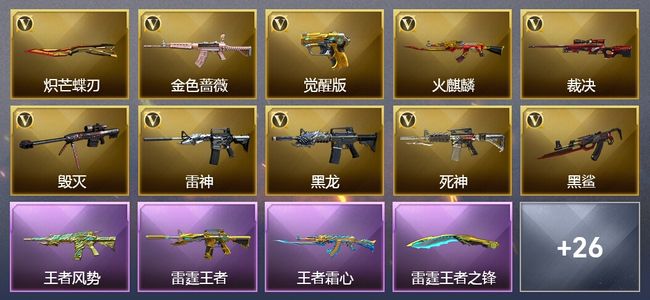 穿越火线（CF）1传说武器 6王者武器 30V武器 2V角色 7皮肤 可排位 专家