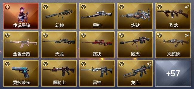 穿越火线（CF）1传说角色 5王者武器 3炫金武器 69V武器 4V角色 31皮肤 可排位 传奇
