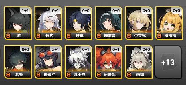 绝区零20黄 15角色黄 12S角色 5S音擎 7S邦布 女主 58