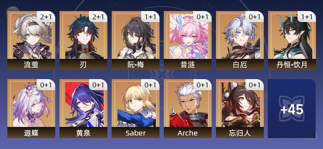 崩坏：星穹铁道96黄 53角色黄 43光锥黄 34五星角色 23五星光锥 70级 女主