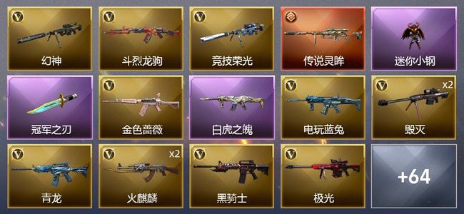穿越火线（CF）1传说武器 2王者武器 3炫金武器 72V武器 5V角色 27皮肤 可排位 枪王