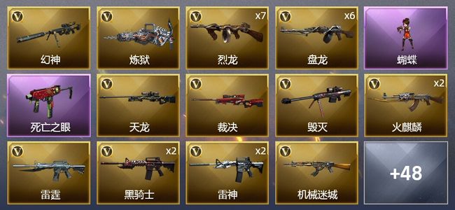 穿越火线（CF）4王者武器 1炫金武器 107V武器 5V角色 18皮肤 不可排位 新锐