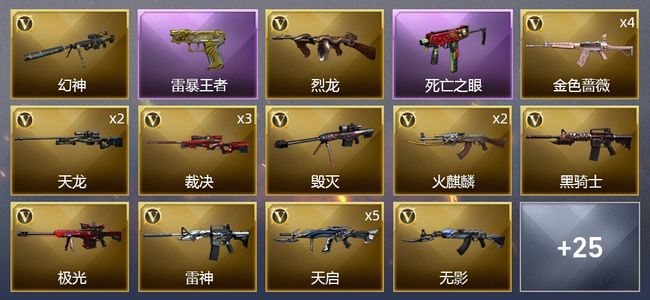穿越火线（CF）3王者武器 2炫金武器 43V武器 1V角色 11皮肤 可排位 传奇