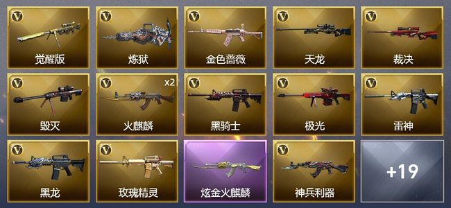穿越火线（CF）1炫金武器 47V武器 1V角色 13皮肤 可排位 枪王