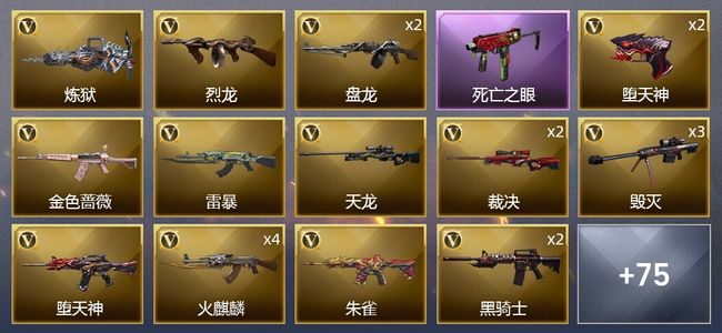 穿越火线（CF）6王者武器 4炫金武器 98V武器 1V角色 29皮肤 可排位 枪王