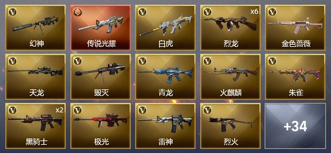 穿越火线（CF）1传说武器 3王者武器 2炫金武器 46V武器 2V角色 12皮肤 可排位 专家