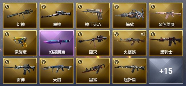 穿越火线（CF）1王者武器 41V武器 1V角色 15皮肤 可排位 新锐