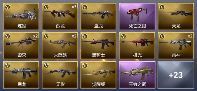 穿越火线（CF）2王者武器 3炫金武器 44V武器 2V角色 10皮肤 可排位 新锐