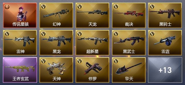 穿越火线（CF）1传说角色 1王者武器 28V武器 13V角色 5皮肤 可排位