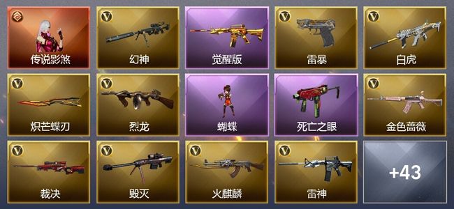 穿越火线（CF）1传说角色 6王者武器 56V武器 36V角色 11皮肤 可排位