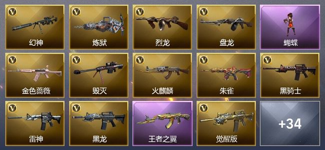 穿越火线（CF）3王者武器 2炫金武器 58V武器 21V角色 12皮肤 可排位
