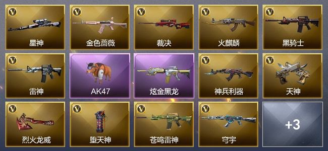 穿越火线（CF）1炫金武器 17V武器 23V角色 8皮肤 可排位