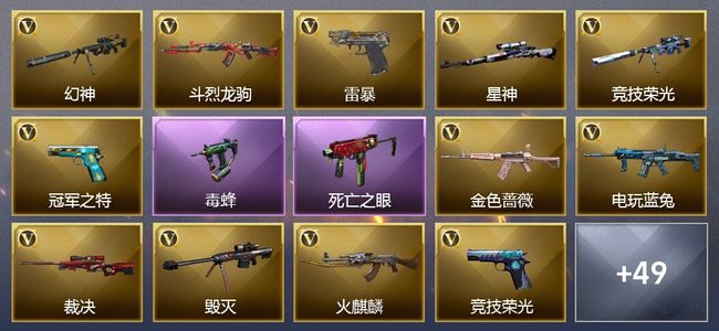 穿越火线（CF）1传说武器 5王者武器 82V武器 38V角色 30皮肤 可排位
