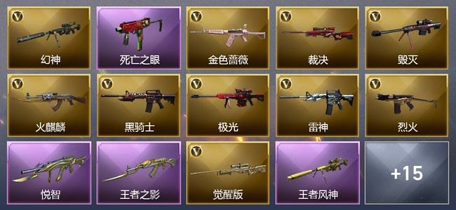 穿越火线（CF）5王者武器 2炫金武器 19V武器 15V角色 15皮肤 可排位