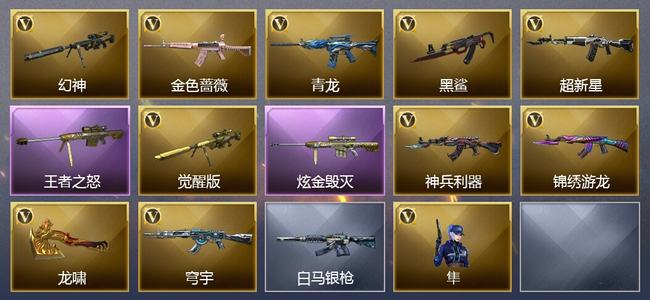 穿越火线（CF）0传说角色 0传说武器 2王者武器 1炫金武器 9V武器 14V角色 0皮肤 可排位 无