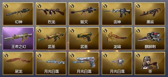 穿越火线（CF）0传说角色 0传说武器 1王者武器 0炫金武器 17V武器 10V角色 2皮肤 可排位 无