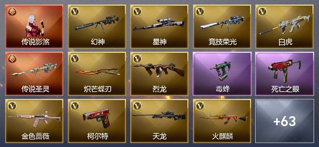 穿越火线（CF）1传说角色 1传说武器 3王者武器 3炫金武器 93V武器 38V角色 35皮肤 可排位 无