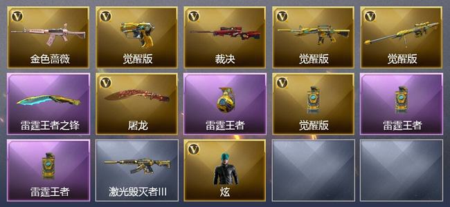穿越火线（CF）0传说角色 0传说武器 10王者武器 0炫金武器 12V武器 14V角色 3皮肤 可排位 无