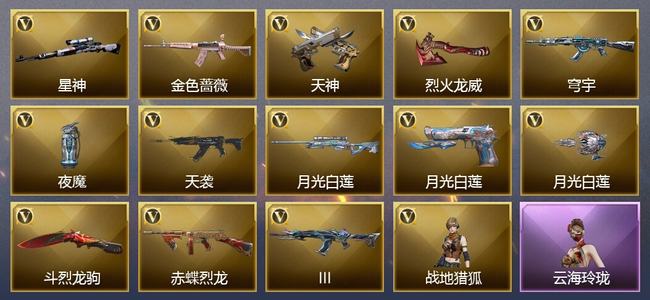 穿越火线（CF）0传说角色 0传说武器 1王者武器 0炫金武器 15V武器 14V角色 0皮肤 可排位 无