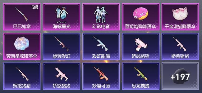 和平精英1升级枪 2粉装 113枪皮 96套装 34851热力 9印记 星钻