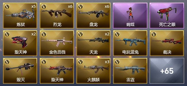 穿越火线（CF）2王者武器 5炫金武器 152V武器 6V角色 22皮肤 可排位