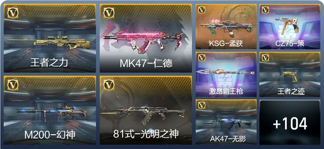 穿越火线：枪战王者V5 5王者武器 129英雄武器 1英雄角色 204万化 枪皇SSS