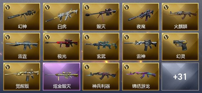 穿越火线（CF）1炫金武器 63V武器 5皮肤 可排位 枪王