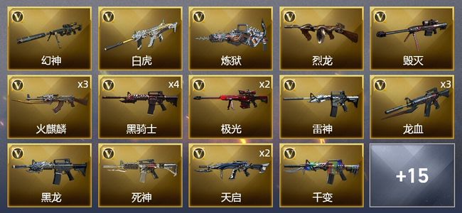 穿越火线（CF）1王者武器 1炫金武器 36V武器 1V角色 8皮肤 可排位 传奇