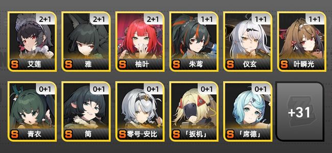 绝区零79黄 58角色黄 30S角色 18S音擎 17S邦布 女主 60