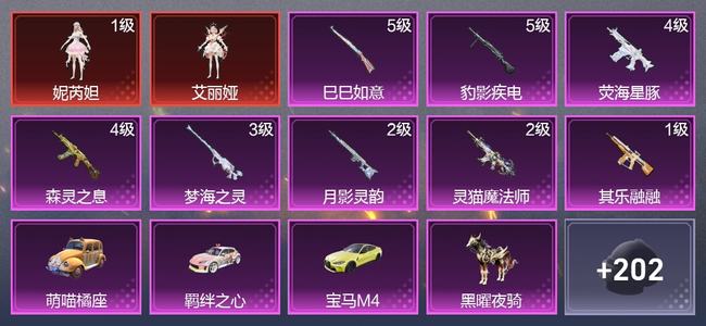 和平精英5载具 8升级枪 3粉装 5尾迹 127枪皮 80套装 50185热力 5印记 星钻
