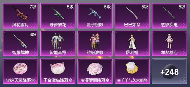 和平精英6升级枪 4粉装 141枪皮 134套装 42053热力 6印记