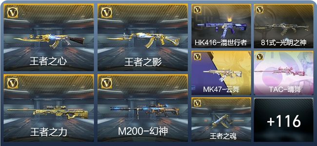 穿越火线：枪战王者V5 5王者武器 132英雄武器 1英雄角色 205万化 大师SS