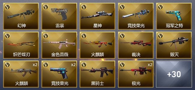 穿越火线（CF）1炫金武器 55V武器 2V角色 20皮肤 可排位 传奇