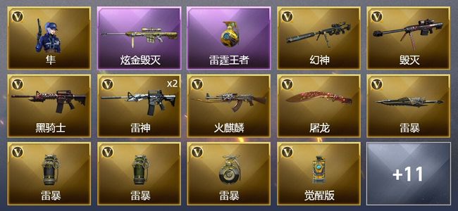 穿越火线（CF）1王者武器 1炫金武器 20V武器 1V角色 3皮肤 不可排位 新锐