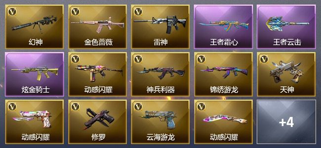 穿越火线（CF）4王者武器 1炫金武器 14V武器 2V角色 2皮肤 可排位