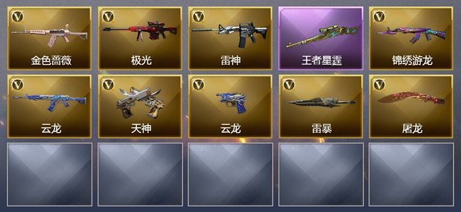 穿越火线（CF）1王者武器 33V武器 2V角色 1皮肤 可排位