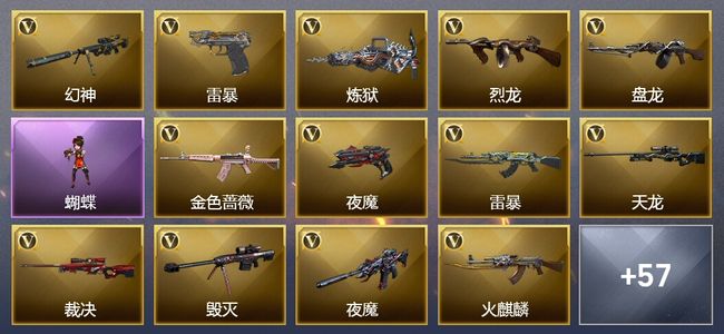 穿越火线（CF）18王者武器 8炫金武器 168V武器 13V角色 12皮肤 可排位