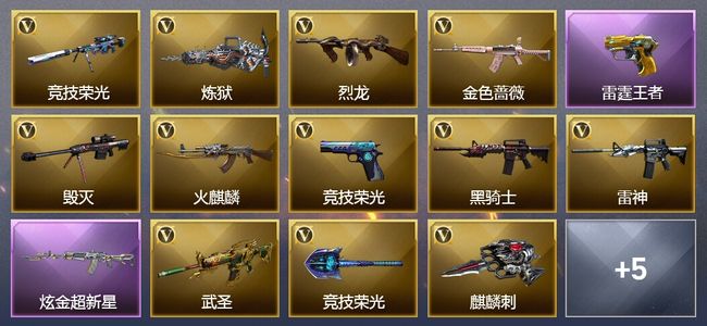 穿越火线（CF）3王者武器 1炫金武器 26V武器 4V角色 2皮肤 可排位