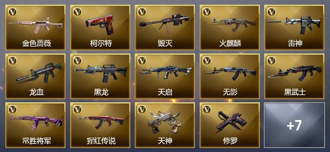 穿越火线（CF）1王者武器 37V武器 4V角色 7皮肤 可排位