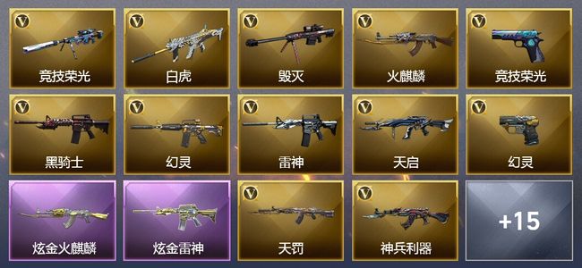 穿越火线（CF）6王者武器 2炫金武器 54V武器 7V角色 2皮肤 可排位