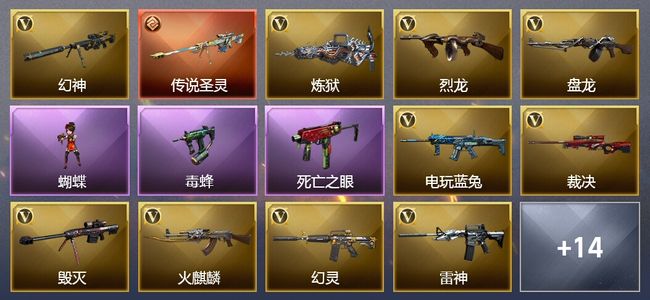 穿越火线（CF）1传说武器 7王者武器 1炫金武器 43V武器 9V角色 8皮肤 可排位
