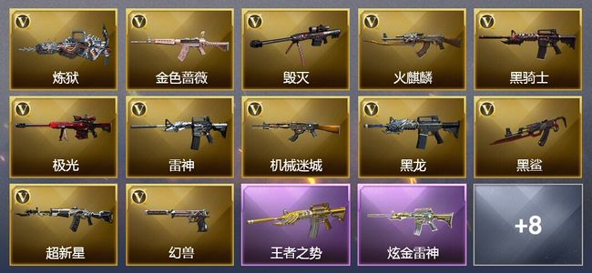 穿越火线（CF）1王者武器 1炫金武器 26V武器 2V角色 2皮肤 可排位
